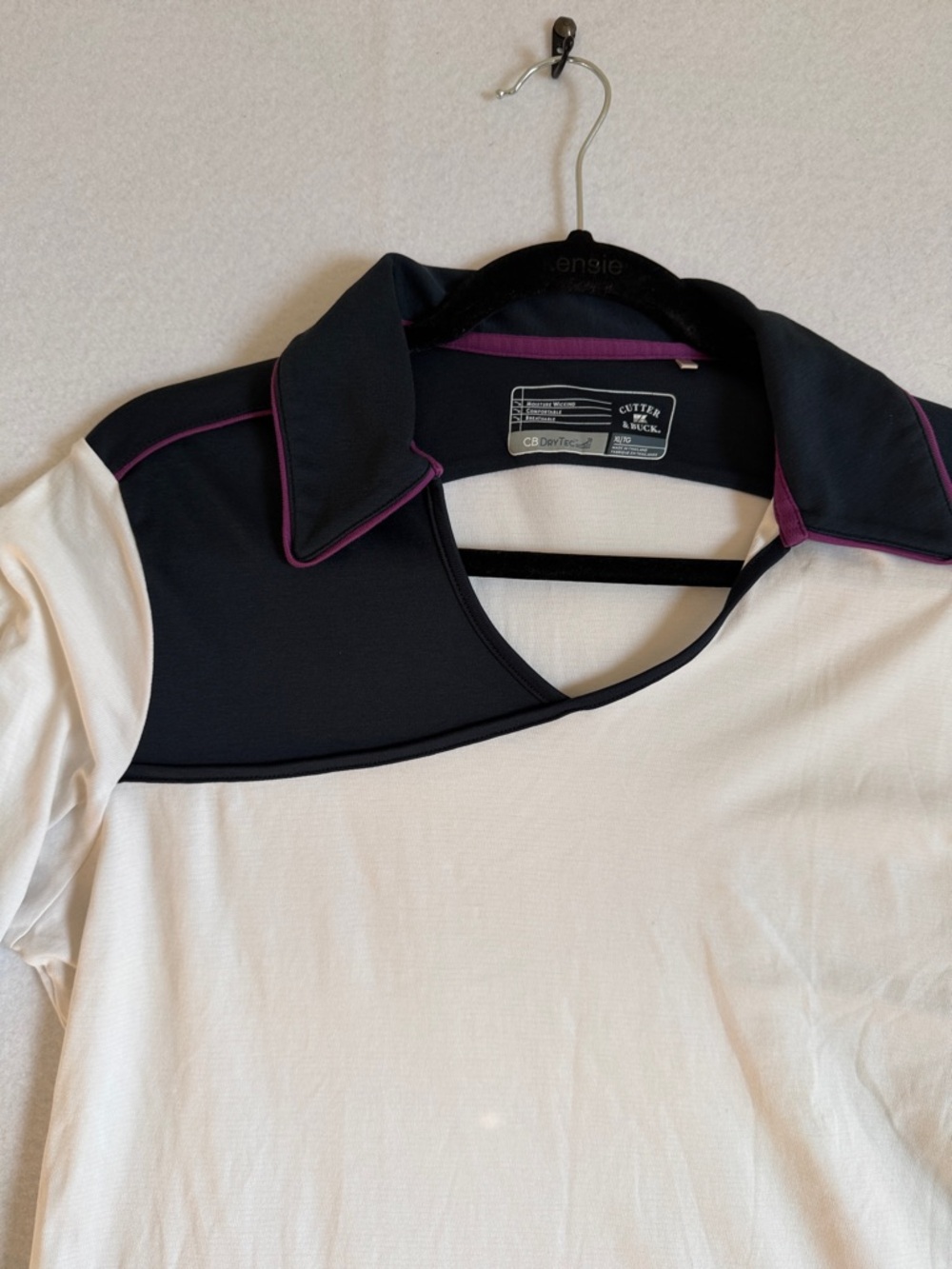 KAPALUA Hawaii Adidas White and Navy Asymmetrical Collar Women's Top - Picture 2 of 8